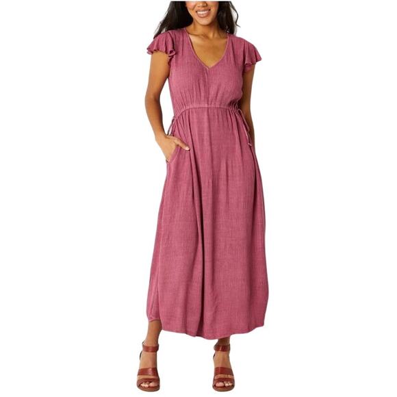 FRYE AND CO. $120 Short Sleeve Midi A-line‎ Dress Mulberry Wine Small - Picture 1 of 6